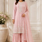 Blush Pink Chinon Embroidered Kurta Palazzo Set (RT 2005)