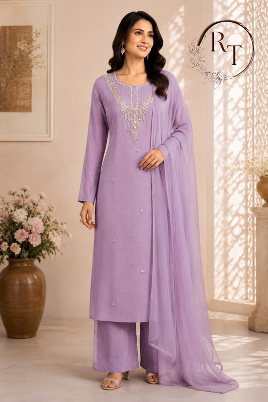 Lavender Grace Chinon Kurta Set (RT 2010)