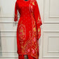 Royal Red Embroidered Chinon Straight Cut 3-Piece Set (RT2018)