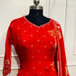 Royal Red Embroidered Chinon Straight Cut 3-Piece Set (RT2018)