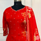 Royal Red Embroidered Chinon Straight Cut 3-Piece Set (RT2018)