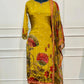 Mustard Floral Chinon Straight Cut 3-Piece Set (RT2019)