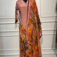 Blush Pink Floral Chinon Straight Cut 3-Piece Set (RT2020)