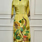 Pastel Lime Floral Chinon Straight Cut 3-Piece Set (RT2021)