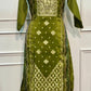 Olive Green Shimmer Straight Cut Suit Set (RT2011)