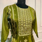 Olive Green Shimmer Straight Cut Suit Set (RT2011)