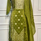 Olive Green Shimmer Straight Cut Suit Set (RT2011)