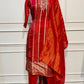 Scarlet Red Shimmer Straight Cut Suit Set (RT2014)