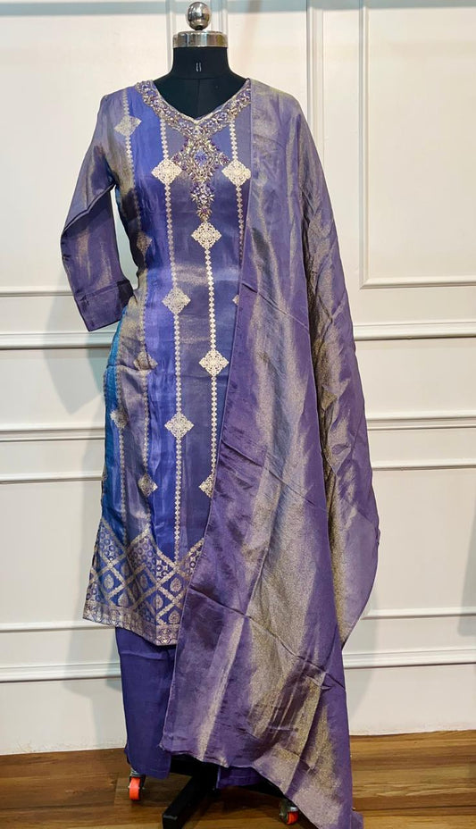 Lavender Purple Shimmer Straight Cut Suit Set (RT2015)