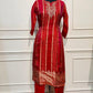 Scarlet Red Shimmer Straight Cut Suit Set (RT2014)