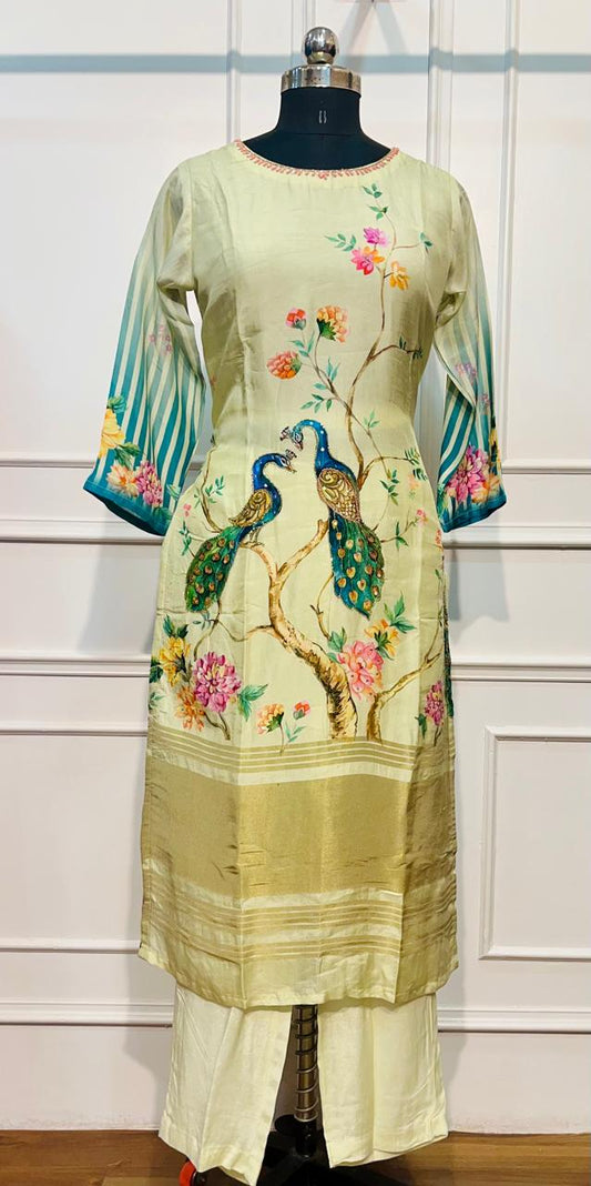 Peacock Bloom Butter Crepe 3 Piece Set (RT1017)