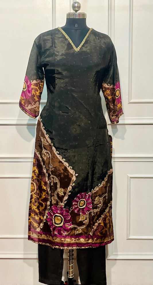 Black Opulence Butter Crepe Suit Set (RT1029)