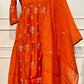 Sunset Bloom Mull Chanderi Anarkali Suit Set (RT1024)