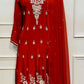 Royal Rust Elegance – Premium Chinon Anarkali Suit Set (RT1033)