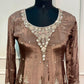 Mocha Rose Chinon Embroidered Anarkali Suit Set (RT1034)
