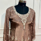 Mocha Rose Chinon Embroidered Anarkali Suit Set (RT1034)