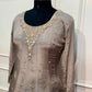 Ivory Pearl Chinon Embroidered Anarkali Suit Set (RT1036)