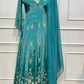 Teal Elegance Chinon Embroidered Anarkali Suit Set  (RT1035)