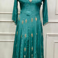 Teal Elegance Chinon Embroidered Anarkali Suit Set  (RT1035)