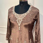 Mocha Rose Chinon Embroidered Anarkali Suit Set (RT1034)
