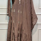 Mocha Rose Chinon Embroidered Anarkali Suit Set (RT1034)