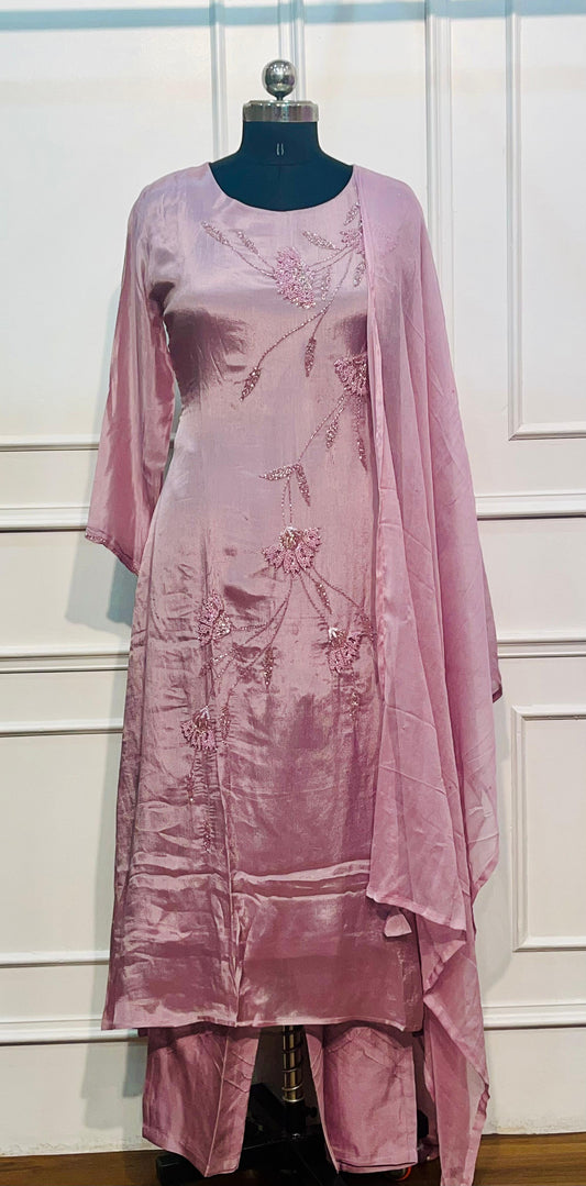 Rose Mist Embroidered Suit Set (RT1042)