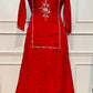 Crimson Red Mull Cotton Suit Set (RT1051)