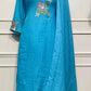 Azure Bloom Cotton Elegance – 3 Piece Straight Kurta Set (RT1058)
