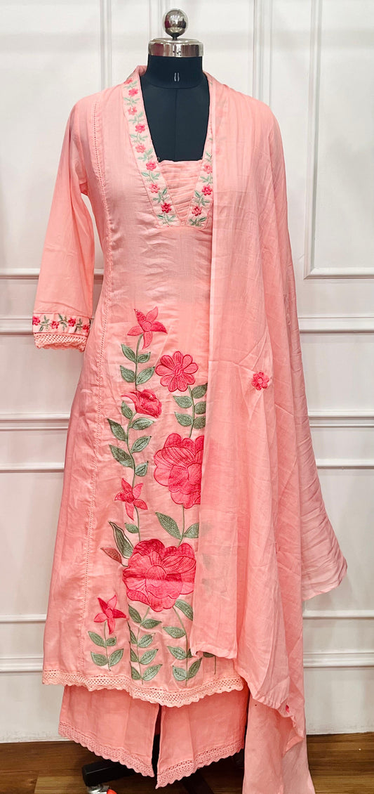 Roselle Floral Grace – Mull Cotton 3 Piece Set (RT1066)