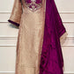 Royal Plum Tissue Jakat Suit Set (RT1071)