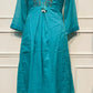 Turquoise Bloom Pure Mull Cotton Embroidered Suit Set (RT1074)