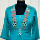 Turquoise Bloom Pure Mull Cotton Embroidered Suit Set (RT1074)