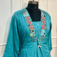 Turquoise Bloom Pure Mull Cotton Embroidered Suit Set (RT1074)