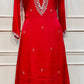 Red Blossom Chinon A-Line Anarkali Set (RT1088)