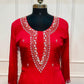 Red Blossom Chinon A-Line Anarkali Set (RT1088)