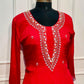 Red Blossom Chinon A-Line Anarkali Set (RT1088)