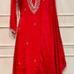Red Blossom Chinon A-Line Anarkali Set (RT1088)
