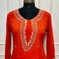 Orange Aura Chinon A-Line Anarkali Set (RT1089)