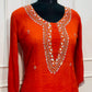Orange Aura Chinon A-Line Anarkali Set (RT1089)