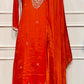 Orange Aura Chinon A-Line Anarkali Set (RT1089)