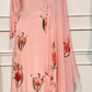 Sunlit Tulip Bloom – Chinon Brush Paint A-Line Anarkali Set (RT1092)