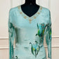 Azure Tulip Whisper – Chinon Brush Paint A-Line Anarkali Set (RT1090)