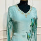 Azure Tulip Whisper – Chinon Brush Paint A-Line Anarkali Set (RT1090)
