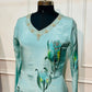 Azure Tulip Whisper – Chinon Brush Paint A-Line Anarkali Set (RT1090)