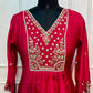Pink Amora Poly Mull Chanderi Embroidered Anarkali Suit Set (RT1096)