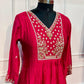 Pink Amora Poly Mull Chanderi Embroidered Anarkali Suit Set (RT1096)