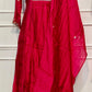 Pink Amora Poly Mull Chanderi Embroidered Anarkali Suit Set (RT1096)