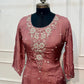 Mauve Blossom Chinon Embroidered Anarkali Suit Set (RT1101)