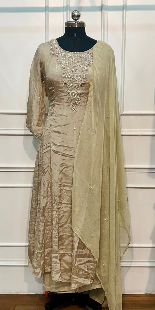 Golden Grace Chinon Embroidered Anarkali Suit Set (RT1102)