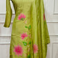Pistachio Bloom – Poly Mull Chanderi 3 Piece Suit Set (RT1123)